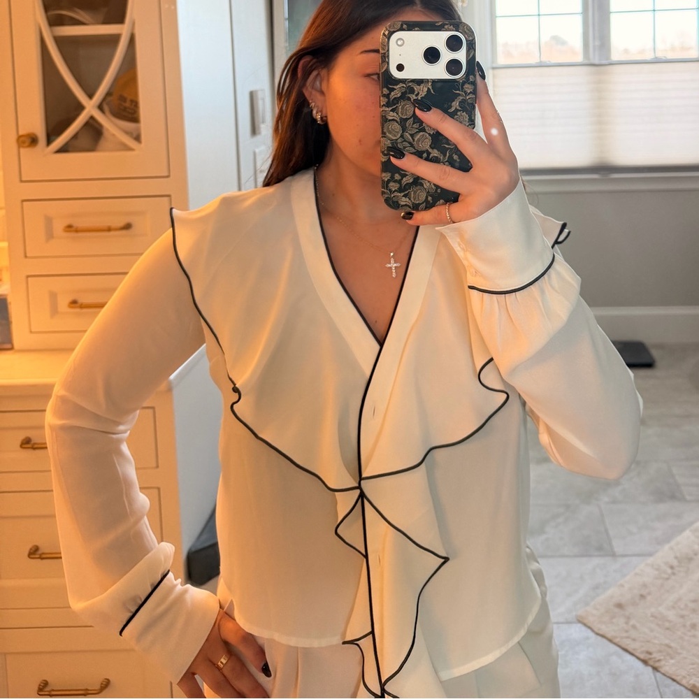 Express White Top with Black Accents
